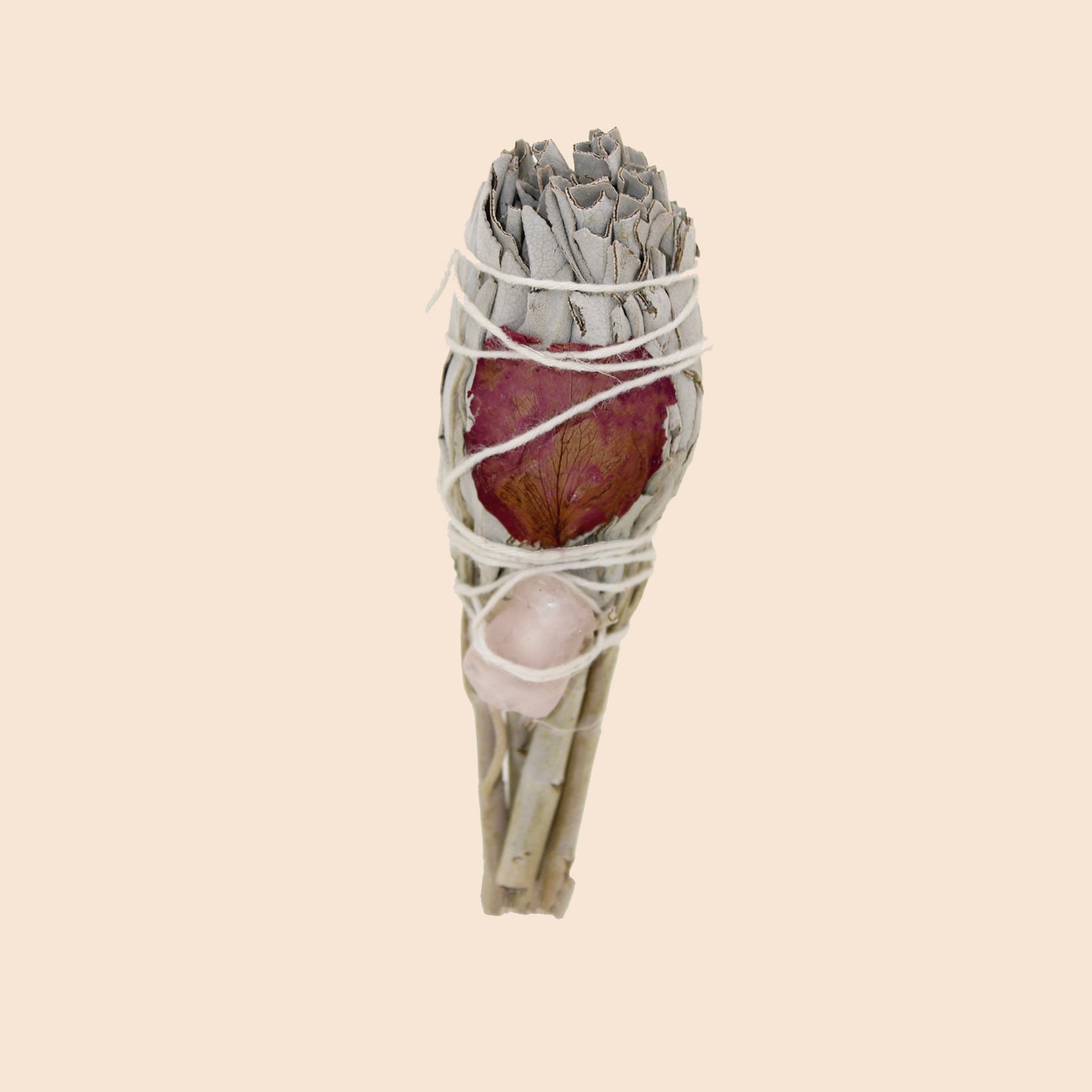 Bundle of White Sage, Rose Quartz & Rose Petals