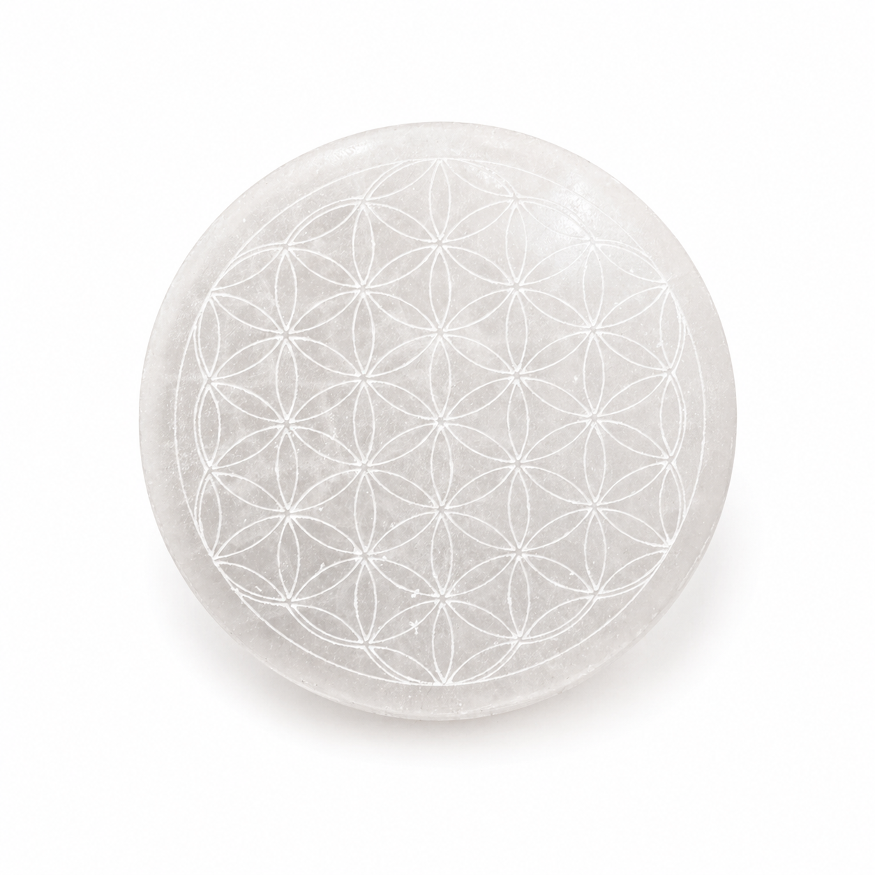 Plaque de Rechargement en Sélénite – Fleur de Vie