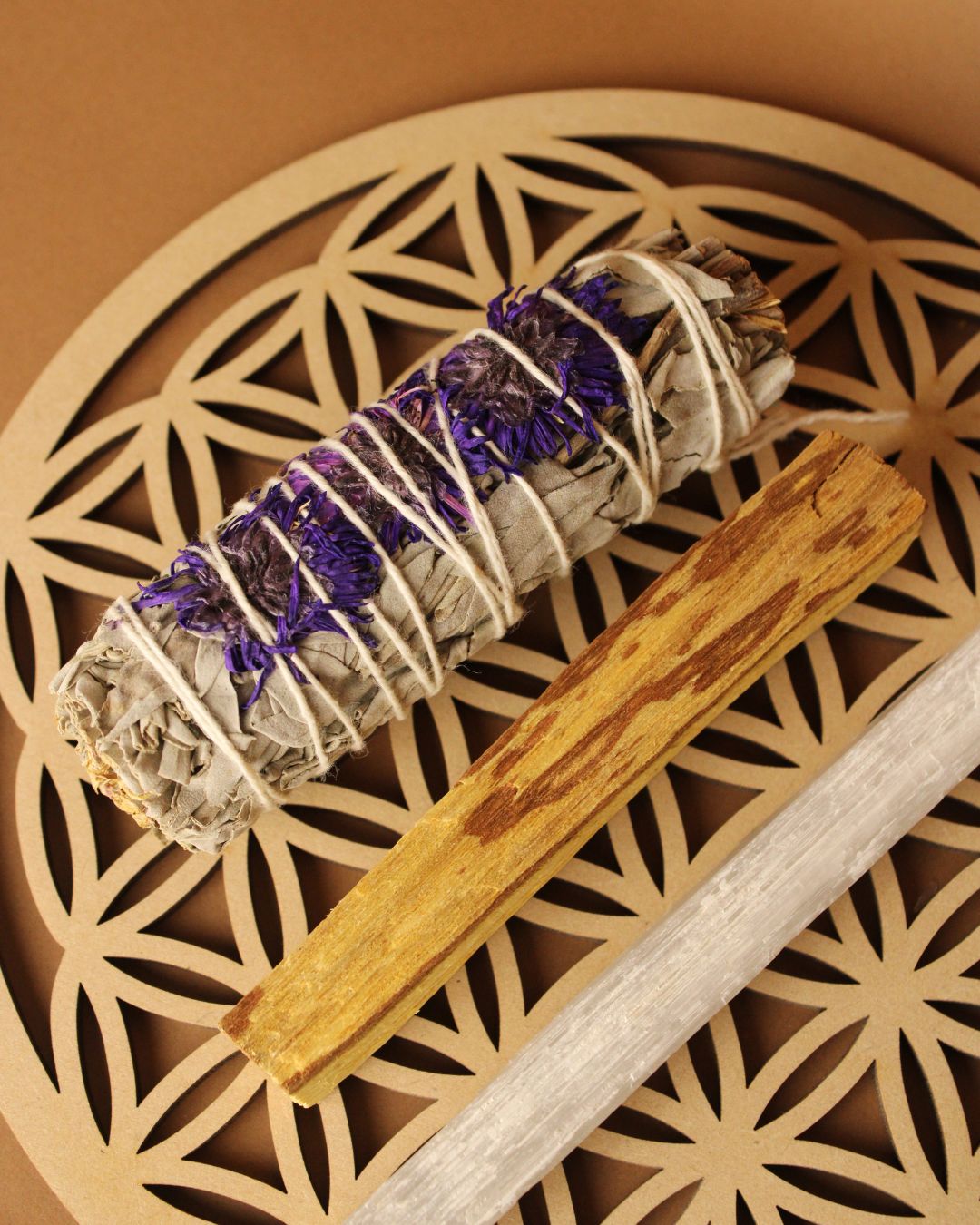 Flower of Life Plaque in Carved Wood