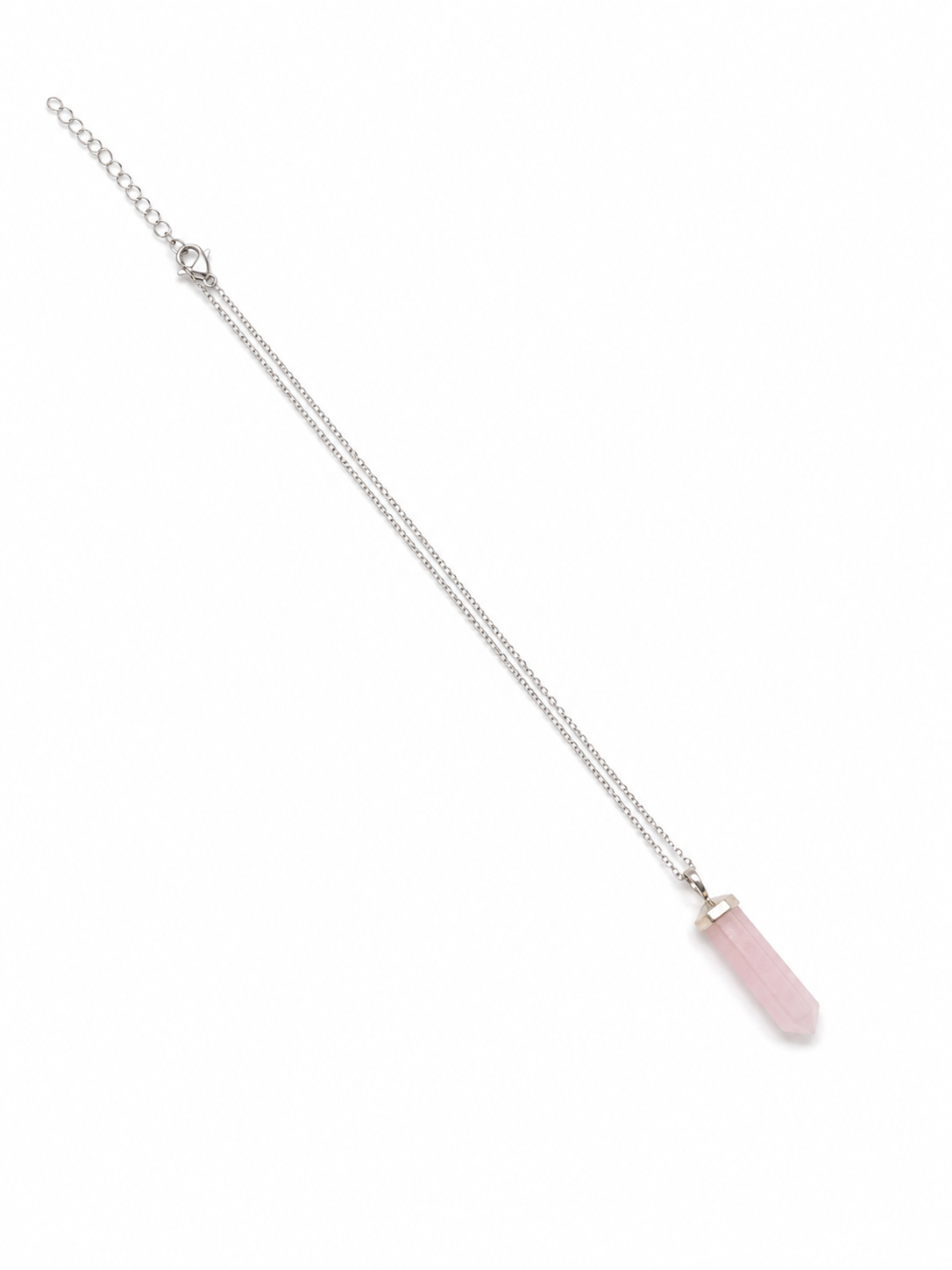 Pendentif Pointe Quartz Rose sur Chaîne Argentée – Pierre Naturelle