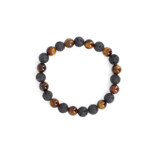 Bracelet pierre de Lave et Oeil de tigre - pierres naturelles