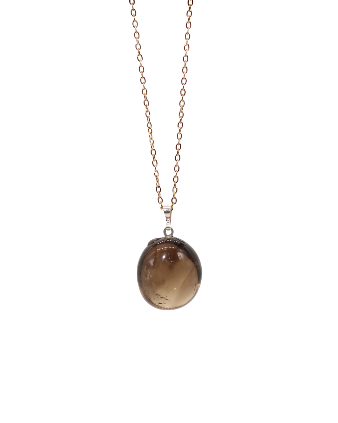 Collier Quartz fumé chaine dorée