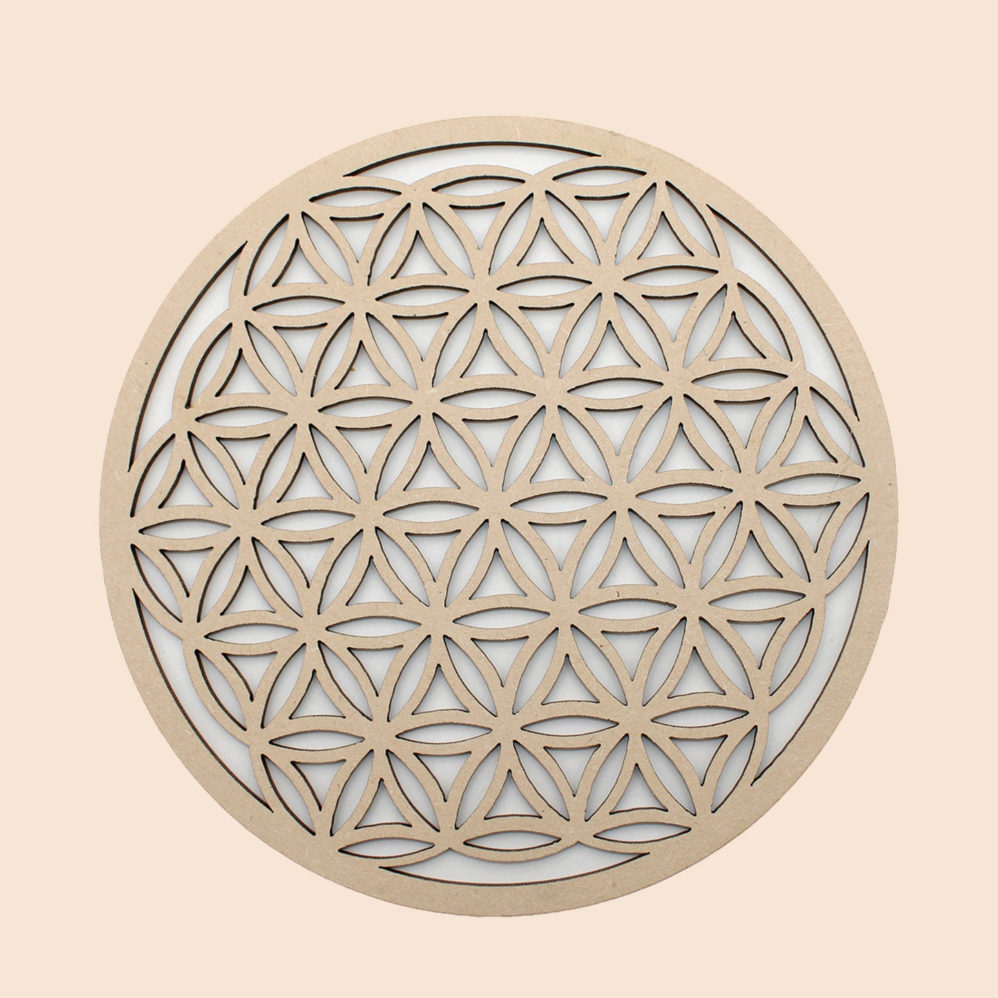 Flower of Life Plaque in Carved Wood