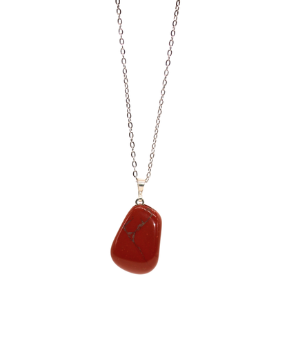 Collier Jaspe rouge chaine argent
