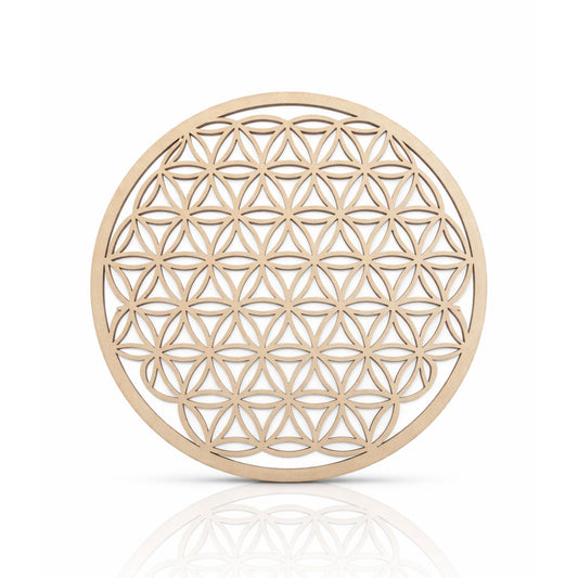 Flower of Life Plaque in Carved Wood