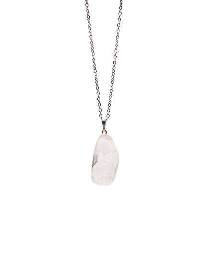 Collier Cristal de Roche chaine argenté