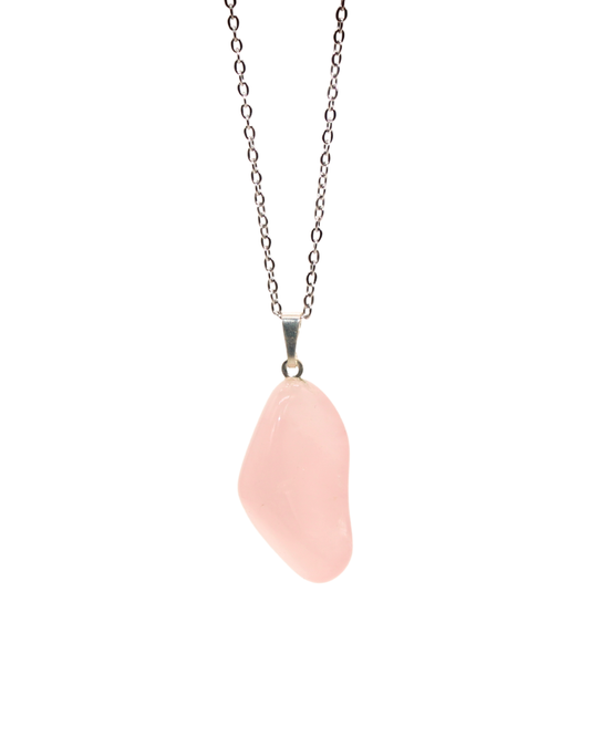 Collier Quartz rose chaine argent