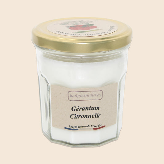 Bougie Anti-Moustiques Citronnelle Géranium
