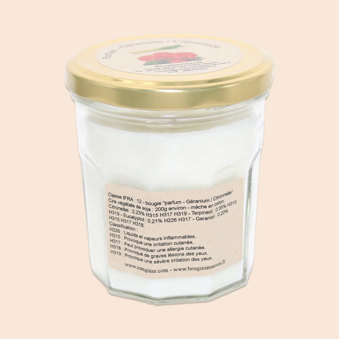 Bougie Anti-Moustiques Citronnelle Géranium