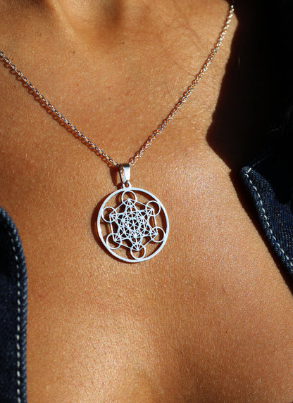 Collier Métatron Argenté – Géométrie Sacrée