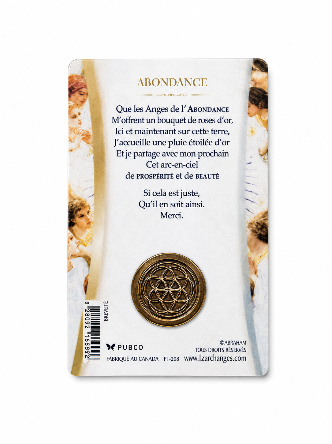 Carte de Protection Abondance – Fleur de Vie | Format Carte Bancaire