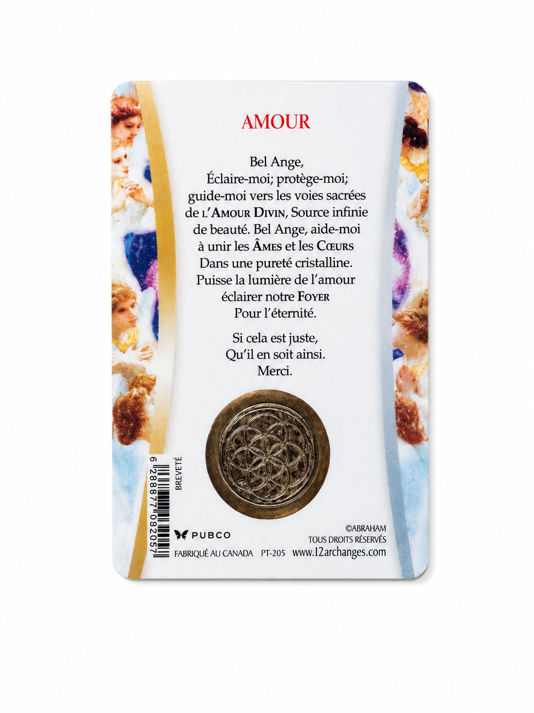 Carte de Protection Amour – Fleur de Vie - Format Carte Bancaire