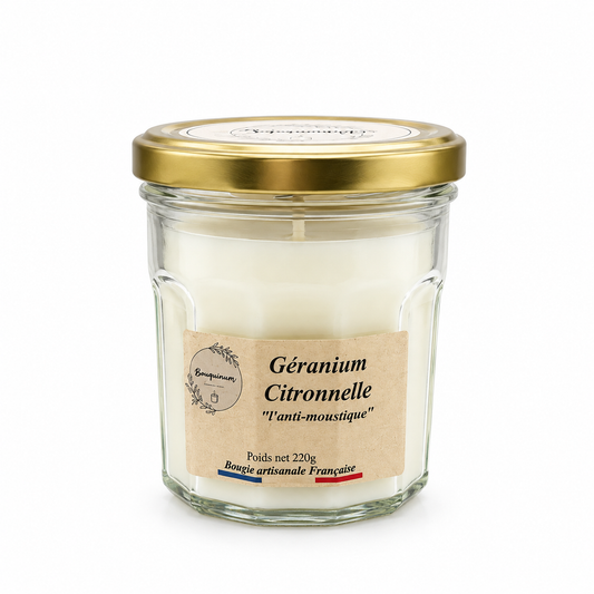 Bougie Anti-Moustiques Citronnelle Géranium