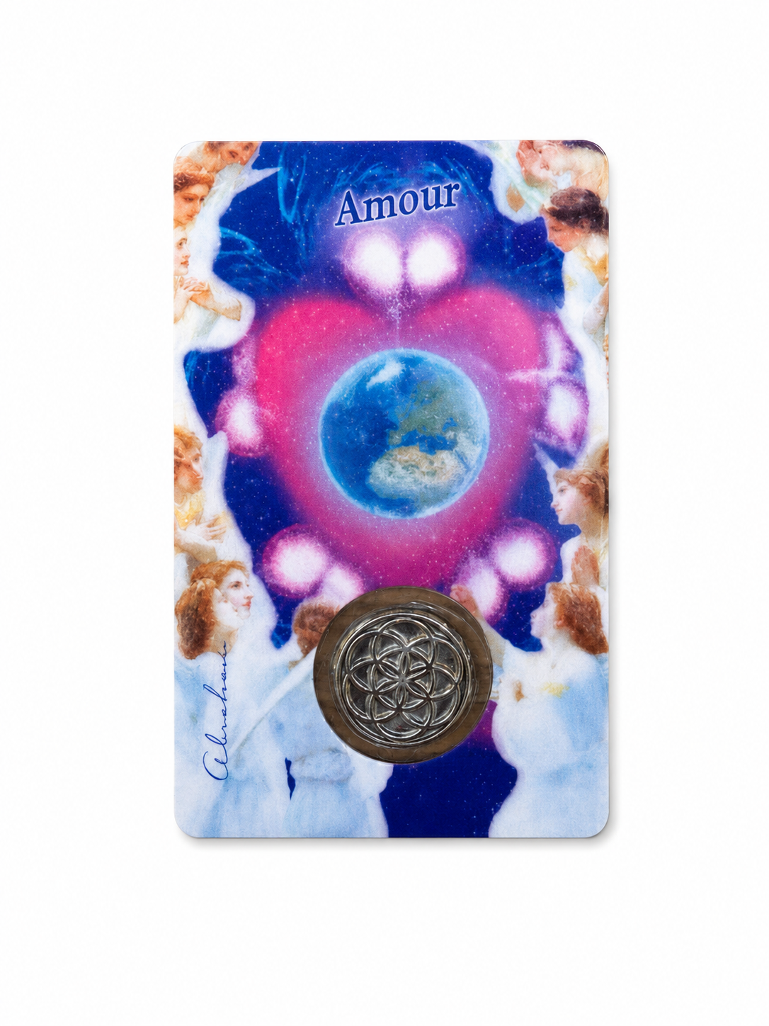 Carte de Protection Amour – Fleur de Vie - Format Carte Bancaire