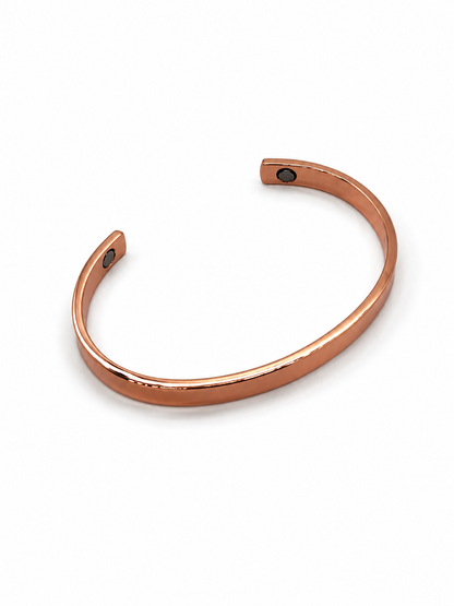 Bracelet en Cuivre avec Aimants – Jonc Plat Ajustable