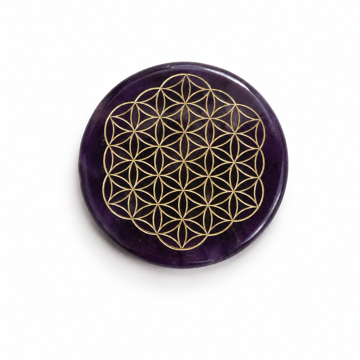 Disque Fleur de Vie en Améthyste Naturelle 5 cm