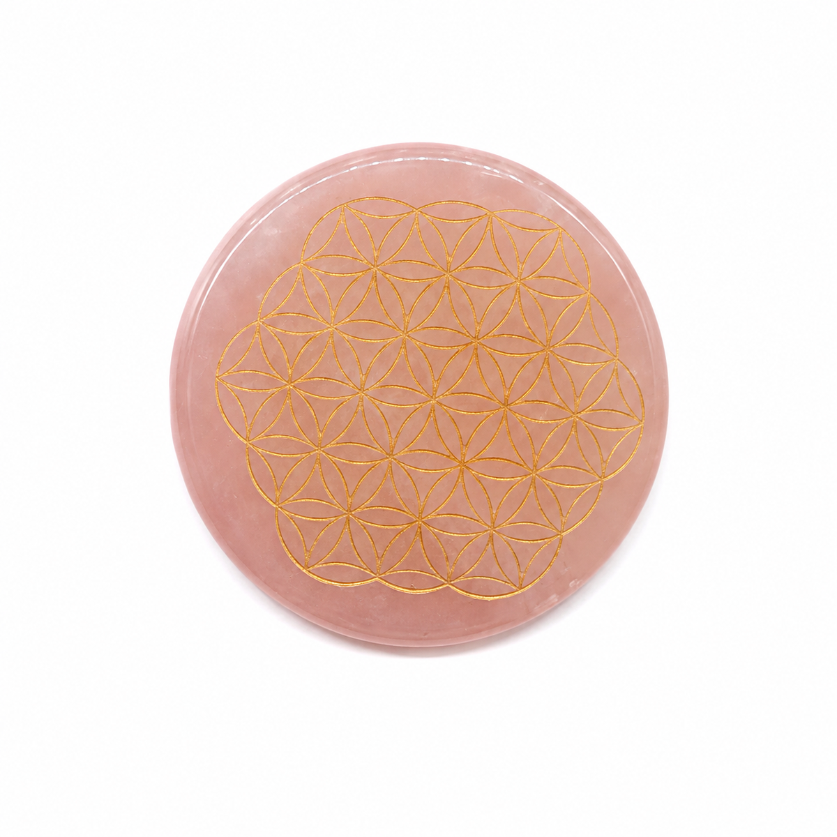 Disque Fleur de Vie en Quartz Rose Naturel 5 cm