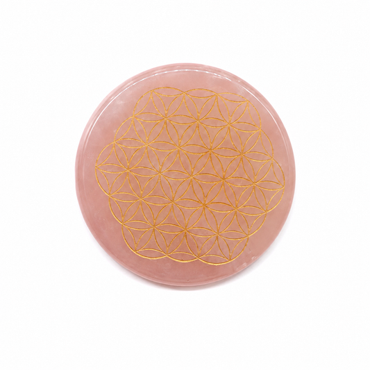 Disque Fleur de Vie en Quartz Rose Naturel 5 cm