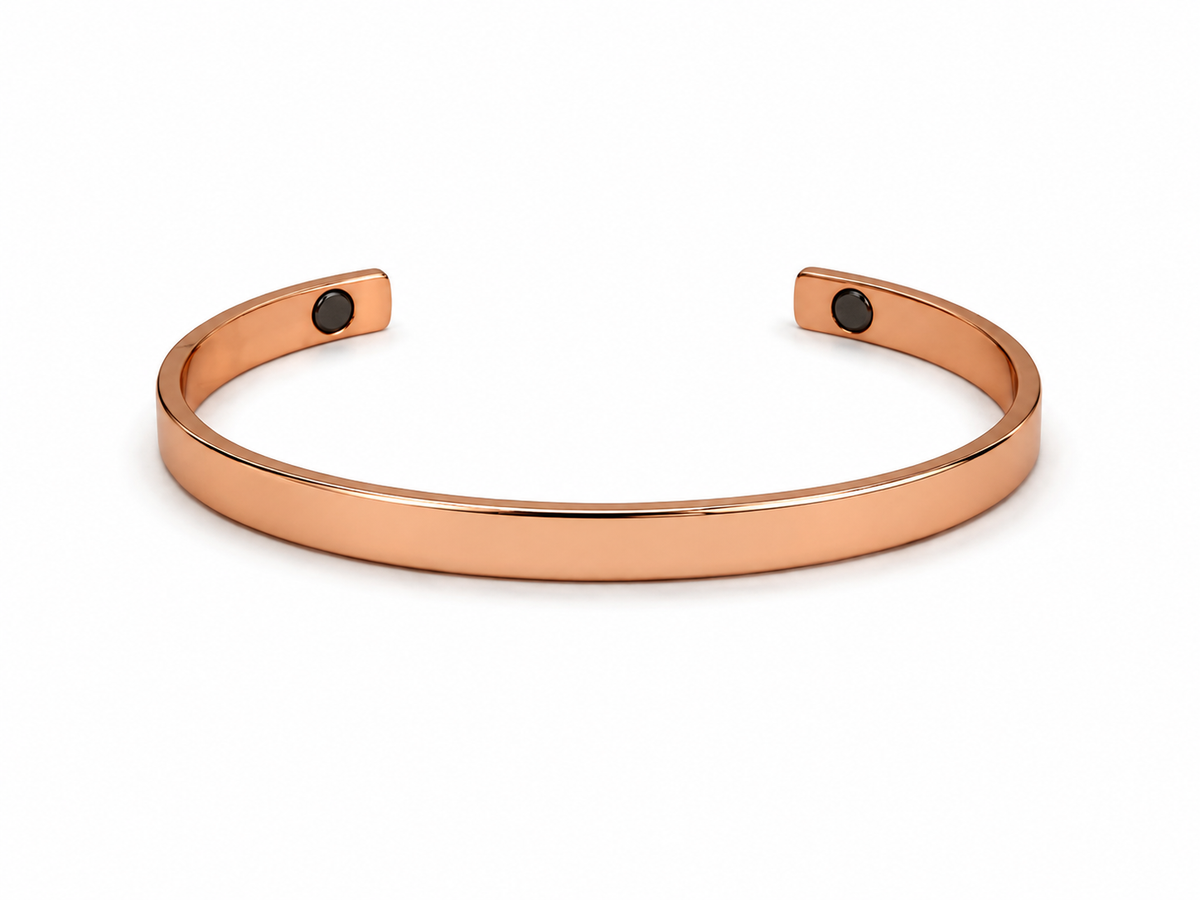 Bracelet en Cuivre avec Aimants – Jonc Plat Ajustable