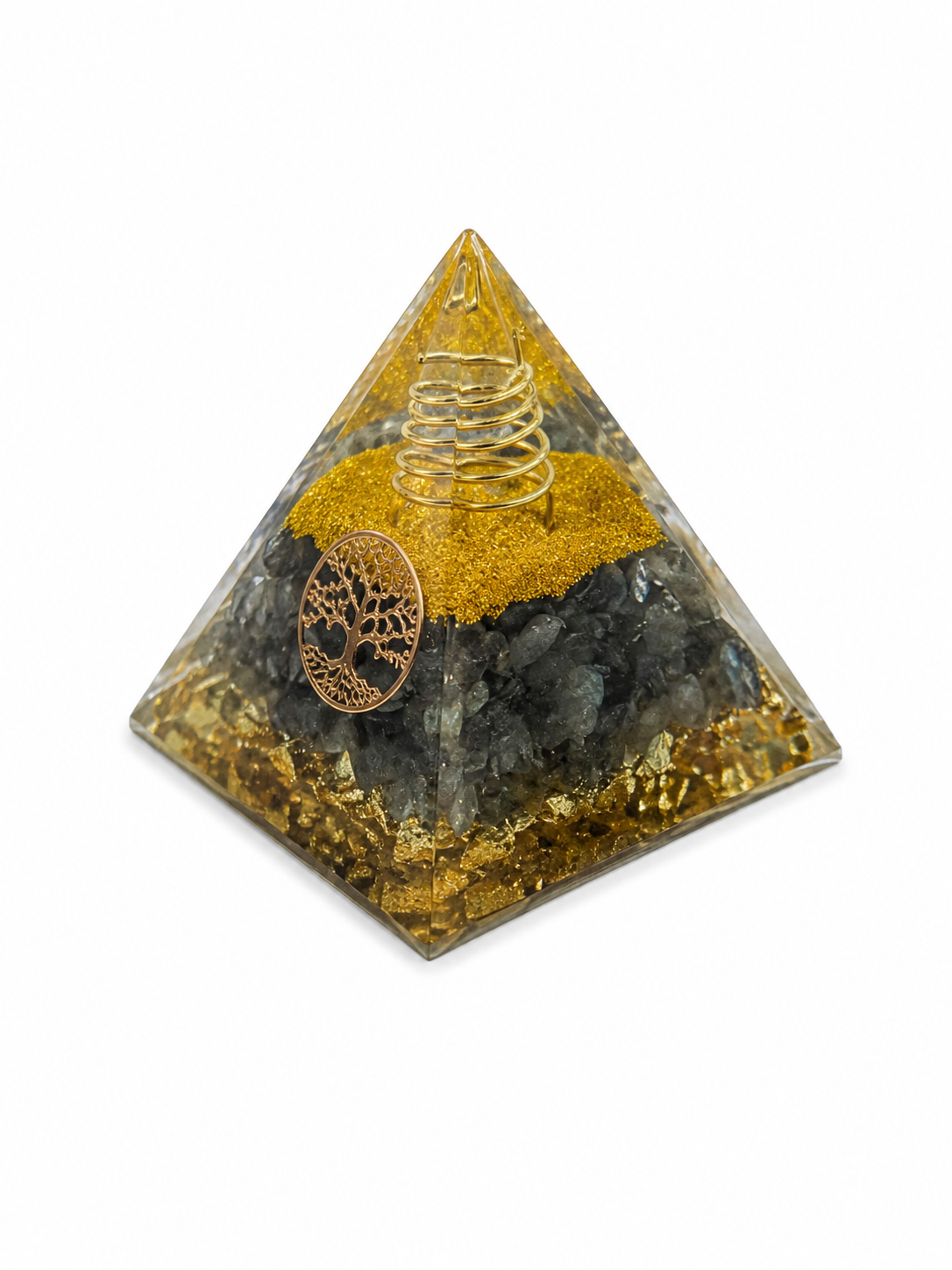 Mini Pyramide Orgonite en Pierre Naturelle – Protection Énergétique & Harmonie
