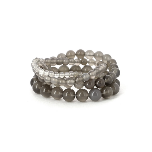 Gray Agate Bracelet - 4mm Beads