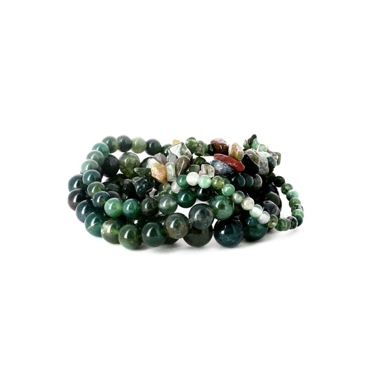 Moss Agate Bracelet - 4mm Beads