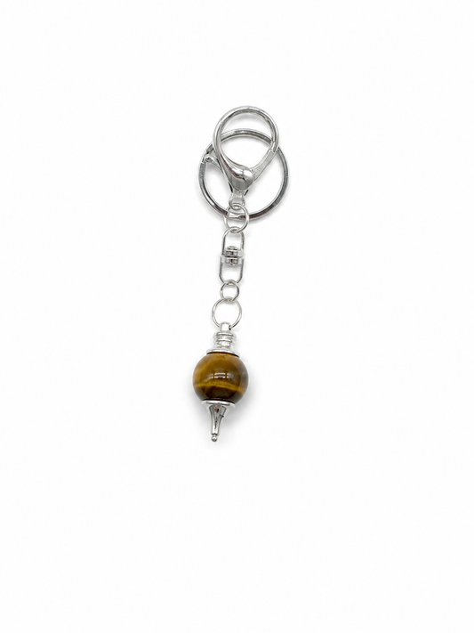 Porte-clés Pendule Œil de Tigre – Pierre naturelle de protection