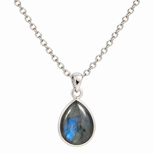 Collier Labradorite Goutte – Argent
