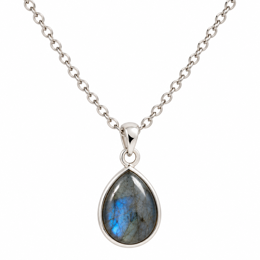 Collier Labradorite Goutte – Argent