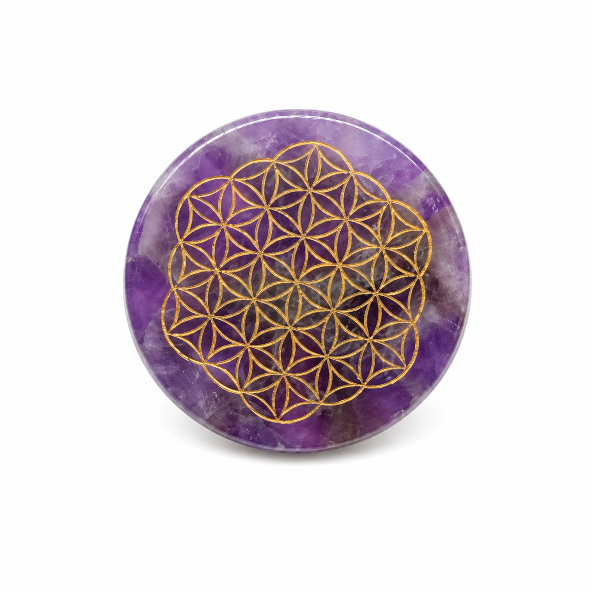 Disque Fleur de Vie en Améthyste Naturelle 5 cm