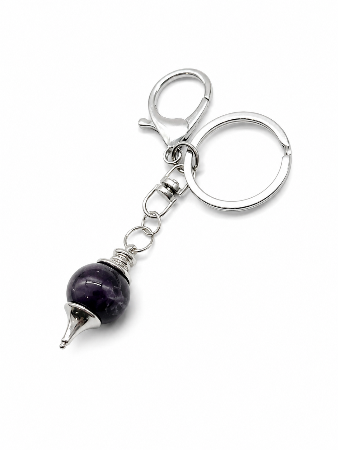 Porte-clés Pendule Améthyste – Pierre naturelle
